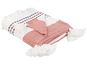 Мягкое одеяло Beliani CUBUK, синий - красный - белый - текстиль - 130 x 1 x 150 см
