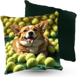 Подушка для собак породы корги среди теннисных мячей, 40 х 40 см, декоративная с наполнителем, для гостиной, спальни или в подарок, 5 шт. 5made