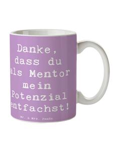 Кофейная кружка с надписью Потенциал наставника в лавандовом цвете. Mr. & Mrs. Panda
