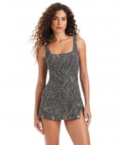 Женское платье-купальник с принтом On The Dot Beyond Control, Black Multi