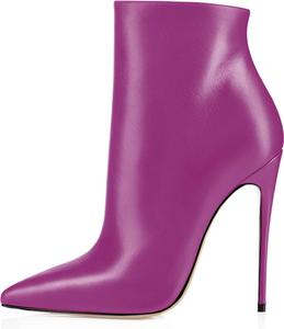 Ботильоны YODEKS для женщин, высокие каблуки, зауженный носок, короткие осенне-зимние ботинки с боковой молнией, модные однотонные кожаные ботильоны для девушек, Purple