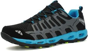 Мужские походные водные кроссовки, легкие, дышащие, с сеткой, для прогулок по рекам, треккинга, бродения, рыбалки, быстросохнущие, нескользящие низкие кроссовки для летних путешествий Qacksv, черный