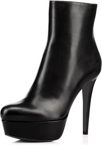 Женские ботильоны Zszszsu с круглым носком, ботильоны на платформе, крепкие туфли на высоком каблуке-стилетто, модные короткие ботильоны, боковая молния, для платья, вечеринки, осенние туфли, размеры 37-44, Schwarz