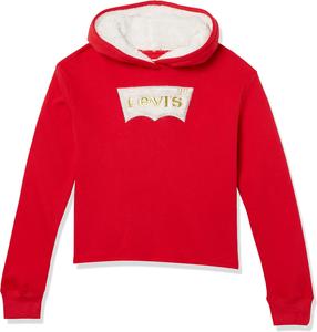 Толстовка с капюшоном Levi's для девочек с высокой талией, Super Red/White