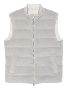 Вельветовый стеганый жилет Eleventy, серый