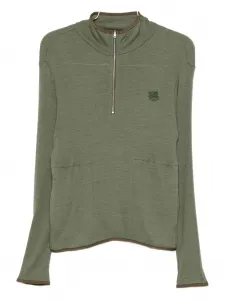 Свитшот с половинной молнией и вышитым логотипом Ranra, зеленый