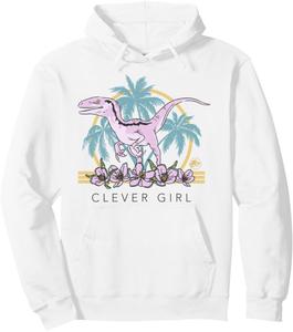 Худи с цветочным портретом Парк Юрского периода Раптор из мультфильма Умница, девочка Jurassic World, белый