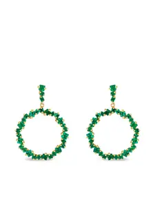 Серьги-подвески Hollow из желтого золота с изумрудами Suzanne Kalan, зеленый