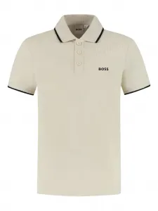 Поло с принтом логотипа Boss Kidswear, светло-бежевый