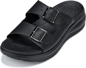 Мужские невидимые обувные платформы CALTO - черные/матовые черные сверхлегкие сандалии на молнии для комфорта - на 2 дюйма выше - X1652 - размер 10 D(M) US No Brand, черный