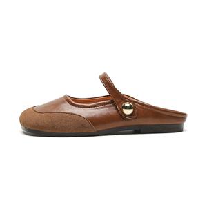 QITUMAUL Женские противоскользящие противоударные носкоустойчивые тапочки с закрытым носком коричневые [высота каблука 1 см], цвет Brown[Heel Height 1cm]