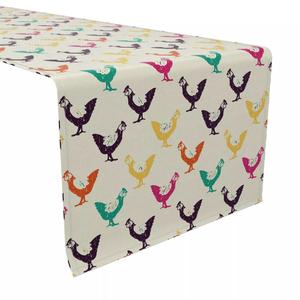 Настольная дорожка, 100 % хлопок, 16x108 дюймов, цыплята в стиле ретро.