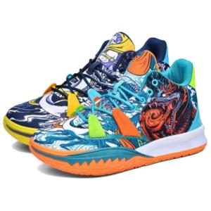 Sportful Амортизирующие нескользящие износостойкие дышащие поддерживающие баскетбольные кроссовки мидтоп унисекс непарные [лунный апельсин+тёмно-синий]