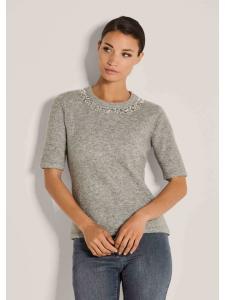 MADELEINE Элегантный деловой свитер с круглым вырезом, цвет серый/меланж