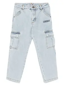 Джинсы карго с вышивкой Moschino Kids, синий