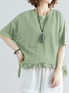 Женская футболка с коротким рукавом и оборками, сшитая по индивидуальному заказу Doux Belle, цвет Green