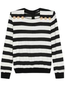 Balmain джемпер в полоску с рельефными пуговицами, черный