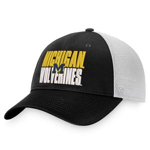 Мужская черно-белая кепка Top of the World Michigan Wolverines Stockpile Trucker Snapback