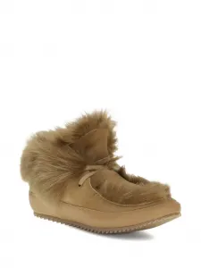 Ботинки на шнуровке с отделкой из меха Pedro Garcia, коричневый