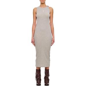 Платье макси с вышитым логотипом и перекрученными бретелями JW Anderson, серый