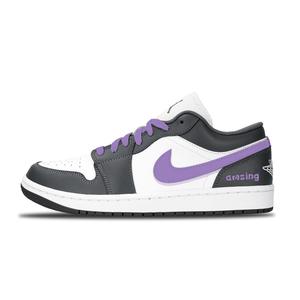 Jordan Кроссовки Air 1 Trendy Purple Gray устойчивые к истиранию низкие винтажные баскетбольные Unisex Purple