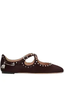 Балетки, украшенные заклёпками Bally, коричневый
