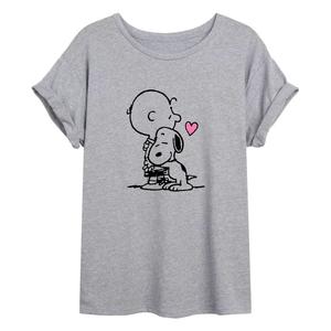 Струящаяся футболка Juniors' Peanuts Snoopy Hug Licensed Character, серый