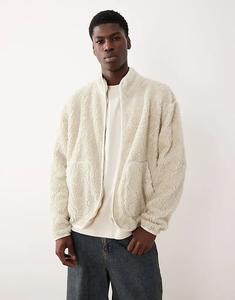 Свободная куртка на молнии из искусственного меха ASOS DESIGN бежевого цвета - БЕЖЕВЫЙ