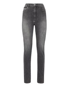 Джинсовые брюки с супер высокой талией Jegging PHILIPP PLEIN, цвет grey stone