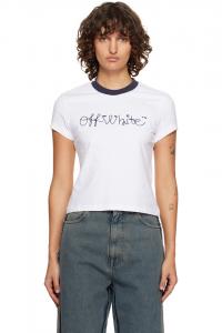 Off-White Белая приталенная футболка с вышитым логотипом
