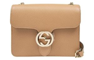 GUCCI Кожаная сумка через плечо для духового инструмента маленький размер женская светло-коричневая