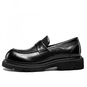 YEARCON Повседневные кожаные туфли мужские черные, цвет Black (Standard Leather Shoe Size, Suggestion: Consider 1 Size Down from Athletic Shoes)