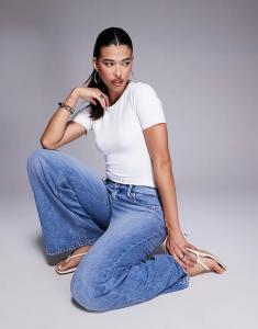 Боди Good American Scuba с короткими рукавами и круглым вырезом, белый цвет