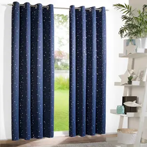 Штора Sarin с люверсами, 1 шт., плотная, термо, тепло- и холодоизоляционная, затемняющая, гардины, занавеска Weckbrodt, Nachtblau