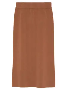 Юбка миди из смесовой шерсти мериноса Daniele Fiesoli, коричневый