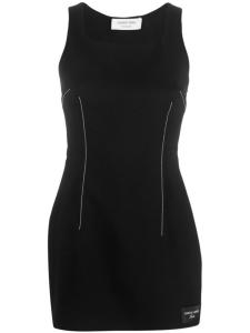 Marine Serre платье мини из вирджинской шерсти с декоративной строчкой, черный