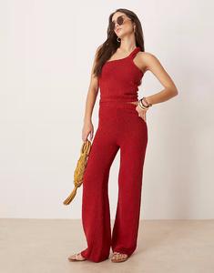 Трикотажные брюки ASOS DESIGN красного цвета