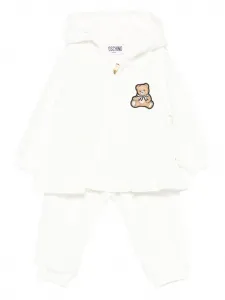 Спортивный костюм с вышивкой и оборками Moschino Kids, белый