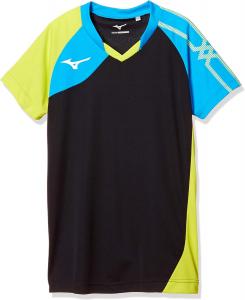 Волейбольная футболка Mizuno V2MA9001, игровая футболка с коротким рукавом, для клубных мероприятий, тренировок, для юниоров, черный/синий/салатовый