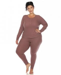 Пижамный комплект из вафельной ткани больших размеров White Mark, фиолетовый