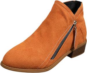 Женские ботильоны из замши для комфортной ходьбы, с массивным каблуком, заостренным носком и боковой молнией Generic, A-Orange