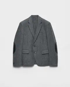 Однобортный пиджак из шерсти Prada, грифельно-серый