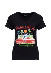 Футболка с принтом «Дорога к солнцу» спереди Queen Kerosin, черный
