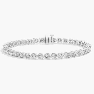 7-дюймовый теннисный браслет с тремя зубцами из выращенного в лаборатории бриллианта из 14-каратного белого золота (8 карат, двойной - FG / VS2-SI1) Blue Nile