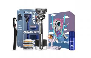 Ручной нож для бритья 1, подставки для ножей 2, сменные лезвия 1, основание 1 Полностью моющийся корпус Gillette, gravity trendy box custom gift (includes gravity trendy box+astronaut ornaments+shaving foam+razor case)