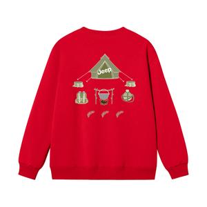 Детская толстовка с круглым вырезом утолщенная Jeep, new year красный fleece-lined