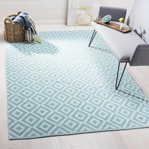 Ковер SAFAVIEH, 92 x 153 см, Montauk Collection, Light Blue & Ivory, ручной работы из хлопка, идеален для помещений с высокой проходимостью: прихожая, гостиная, спальня (MTK613L)