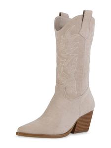 Ковбойские сапоги Эллы из бежевого велюра VAN HILL