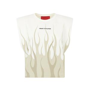 Топ с принтом пламени и мягкими плечами Vision Of Super, белый
