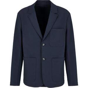 EMPORIO ARMANI Однобортный пиджак из технической ткани пике, Blue